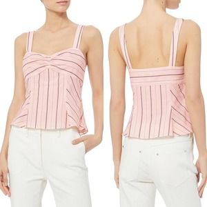 INTERMIX Pink Zuri Striped Voile Cotton Tank